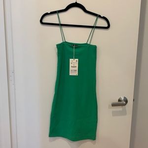 Green Zara body-con dress